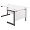 Jemini 1800mm Corner Desk, Right Hand, Black Single Upright Cantilever Legs, White