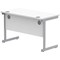 Polaris 1200mm Slim Rectangular Desk, Silver Cantilever Leg, White