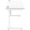 Polaris 1400mm Slim Rectangular Desk, White Cantilever Leg, White