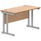 Polaris 1200mm Slim Rectangular Desk, Silver Cantilever Leg, Beech