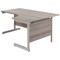 Jemini 1600mm Corner Desk, Right Hand, Silver Cantilever Legs, Grey Oak