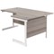 Jemini 1600mm Corner Desk, Right Hand, White Cantilever Legs, Grey Oak