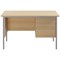 Jemini Intro 1200mm Rectangular Desk with attached 2-Drawer Pedestals, Black Straight Legs, Oak