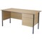 Jemini Intro 1500mm Rectangular Desk with attached 2-Drawer Pedestals, Black Straight Legs, Oak