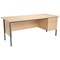 Jemini Intro 1500mm Rectangular Desk with attached 2-Drawer Pedestals, Black Straight Legs, Oak