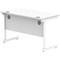 Polaris 1200mm Slim Rectangular Desk, White Cantilever Leg, White