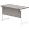 Polaris 1200mm Slim Rectangular Desk, White Cantilever Leg, Grey Oak