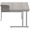 Polaris 1600mm Corner Desk, Left Hand, Silver Cantilever Leg, Grey Oak