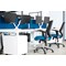 Impulse Bench Desk Screen, 1600mm Wide, Blue with White Frame