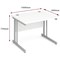 Impulse 1000mm Rectangular Desk, Silver Cantilever Leg, White
