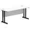 Impulse 1600mm Slim Rectangular Desk, Black Cantilever Leg, White