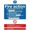 Safety Sign Niteglo Fire Action, 300x250mm, Self Adhesive