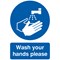 Safety Sign Wash Your Hands Please, A5, PVC