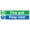 Safety Sign Fire Exit Keep Clear, 150x450mm, Self Adhesive