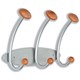 Alba Woody Wall Coat Rack with 3 Pegs 3 Hooks Metallic and Wooden Ref PM3M