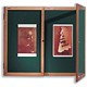Nobo Display Cabinet Noticeboard Lockable Double Door Teak Finish W1200xH900mm Green Ref 31230423
