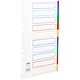 Concord Plastic Subject Dividers Polypropylene 120 Micron Europunched 10-Part A4 Assorted Ref 06901
