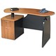 Elysium Return Desk with Black Trim and 2 Drawer Filing Pedestal W1380xD550xH750mm Walnut