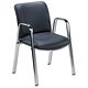 Sonix Reception Armchair Leather Back H370mm Seat W490xD460xH480mm Black and Chrome