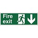 Stewart Superior Sign Fire Exit Arrow Down 450x150mm Self-adhesive Vinyl Ref SP124SAV