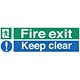 Stewart Superior Sign Fire Exit Keep Clear 450x150mm Self-adhesive Vinyl Ref SP126SAV