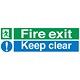 Stewart Superior Sign Fire Exit Keep Clear 450x150mm PVC Ref SP126PVC