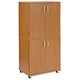 Trexus Mobile PC Cabinet Tall with Top Doors and Shelving W750xD510xH1584mm Beech