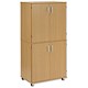 Trexus Mobile PC Cabinet Tall with Top Doors and Shelving W750xD510xH1584mm Oak
