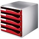 Leitz Post Set Filing Unit with 5 Drawers A4 W291xD352xH291mm Red and Grey Ref 5280-25