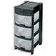 Strata Drawer Storage Unit Mobile with Top Organiser W412xD332xH700mm Black Ref HW460