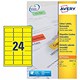 Avery Coloured Labels Laser 24 per Sheet 63.5x33.9mm Yellow Ref L6035-20 [480 Labels]