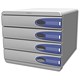 Leitz Allura Cabinet Stackable 4 Drawers A4plus Grey and Blue Ref 52060005