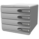 Leitz Allura Cabinet Stackable 4 Drawers A4plus Grey and Smoke Ref 52060092