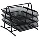 Image of Mesh Letter Tray 3 Tier Scratch Resistant Stackable Front Load Portrait Foolscap Black
