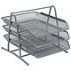 Image of Mesh Letter Tray 3 Tier Scratch Resistant Stackable Front Load Portrait Foolscap Silver