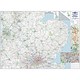 Map Marketing Wall Road Map 4 Miles to 1 inch Scale W1240xH950mm East Midlands and East Anglia Ref RRM5