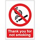 Stewart Superior PVC Access Prohibition & General Signs - Thank You For Not Smoking 140x115mm