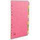 Concord Fluorescent Subject Dividers 230 Micron Punched 4 Holes 10-Part A4 Assorted Ref 89199