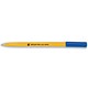 5 Star Office Ball Pen Yellow Barrel Fine 0.8mm Tip 0.3mm Line Blue [Pack 50]