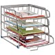 Alba Desk Set Wire 4 Trays Front-loading 4 Label Holders W310xD380xH310mm Chrome Ref CORMET4F