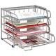 Alba Desk Set Wire 4 Trays Side-loading 4 Label Holders W390xD310xH310mm Chrome Ref CORMET4L