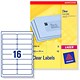 Avery Clear Addressing Labels Laser 16 per Sheet 99.1x33.9mm Ref L7562-25 [400 Labels]