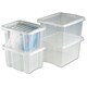 Trexus Quick Shelf System Storage Container Box Plastic with Lid W325xD430xH245mm [Pack 4]