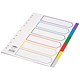 Concord Plastic Subject Dividers Polypropylene 120 Micron Europunched 6-Part A4 Assorted Ref 65889