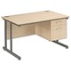 Trexus Cantilever 1200 Desk Single Fixed 2 Drawer Filing Pedestal W1200xD800xH720mm Maple