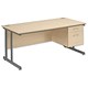 Trexus Cantilever 1600 Desk Single Fixed 2 Drawer Filing Pedestal W1600xD800xH720mm Maple