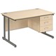 Trexus Cantilever 1200 Desk Single Fixed 3 Drawer Pedestal W1200xD800xH720mm Maple