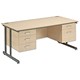 Trexus Cantilever 1600 Double Fixed Pedestal Desk 2 and 3 Drawer W1600xD800xH720mm Maple