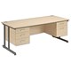 Trexus Cantilever 1800 Double Fixed Pedestal Desk 2 and 3 Drawer W1800xD800xH720mm Maple