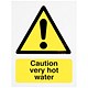 Stewart Superior Sign Caution Very Hot Water W75xH50mm Self-adhesive Vinyl Ref KS001SAV [Pack 5]